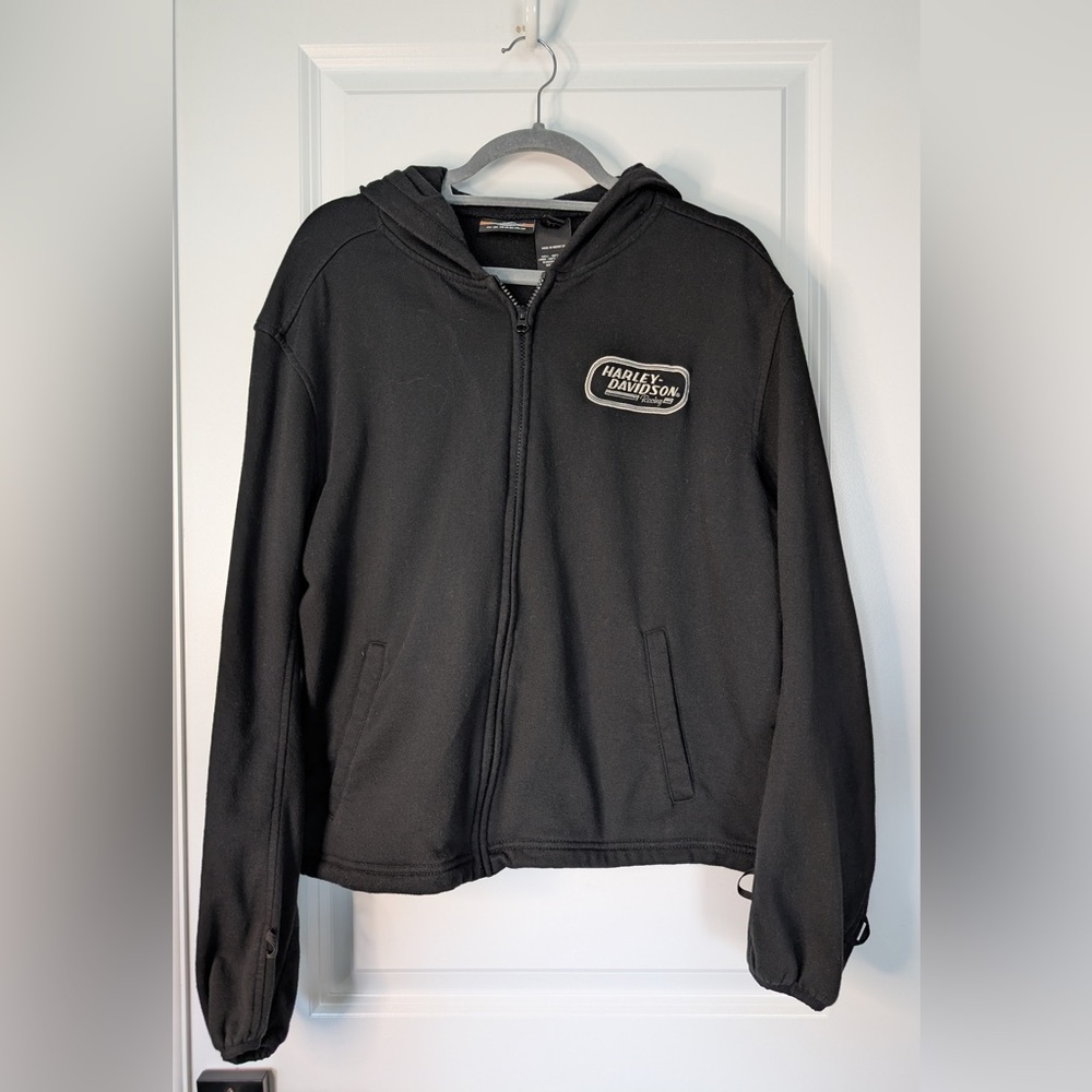 Harley Davidson Racing Full Zip Sweatshirt Black Size Large